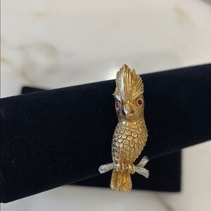 Castlecliff Gold Bird Brooch With Ruby Color Eyes—BEAUTIFUL!! Vintage—Birds